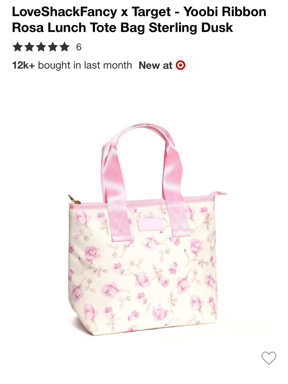 LoveShackFancy × Target - Yoobi Ribbon Rosa Lunch Tote Bag Sterling Dusk